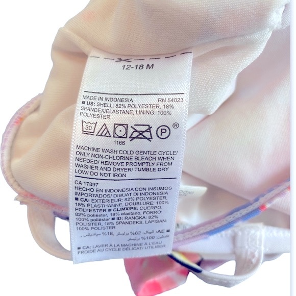 Old Navy 12-18M one piece toddler baby girl floral swimsuit w/ ruffles & bows - Picture 4 of 8